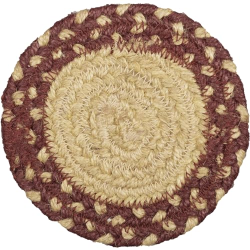 VHC-Brands-Burgundy-Tan-Jute-4-Stencil-Star-Coaster-Set-of-6-Red VHC Brands Burgundy Tan Jute 4 Stencil Star Coaster Set of 6 Red