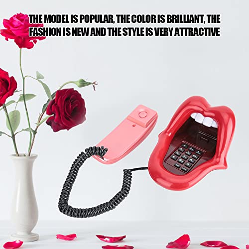 Teléfono fijo retro rojo con forma de labios miniatura 3
