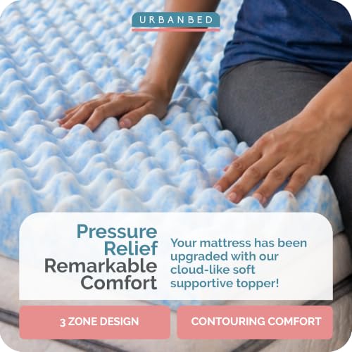 Image of UrbanBed Cool Gel Memory Foam Mattress Topper Double Bed 72x48 | 3 inch Thick Bed Topper | Plush 3-Zone Design Mattress Pad | Ideal for Back & Side Sleepers | Premium UltraFresh Cover | 5 Years Warranty