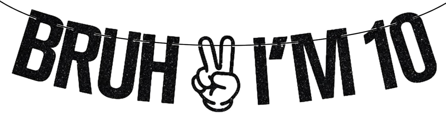 YSUY Happy 10th Birthday Banner, Glitter Sparkle Party Black Decorations with 10th, Reusable Hanging Backdrop for Boys Girls Age 10 Party Supplies (Age 10) — image 1