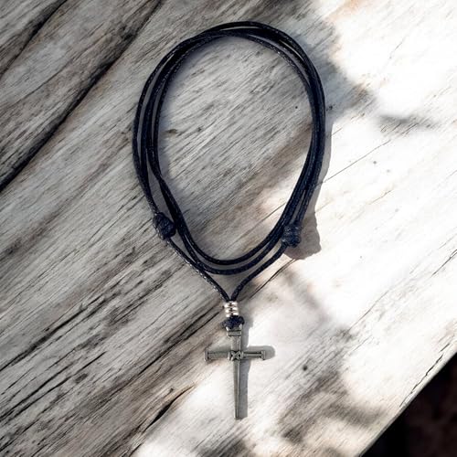 BlueRica Nail & Cross on Adjustable Cord Necklace2