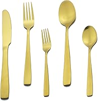 Vista 26 de JASHII Juego de cubiertos mate 30 piezas, cubiertos de acero inoxidable acabado mate, juego de cubiertos mate, servicio para 6 - blanco y oro