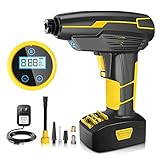 ★【Pantalla Digital LCD】Puede verificar fácilmente la presión de los neumáticos, gracias a la pantalla LCD de la bomba de aire portátil. El compresor de aire eléctrico dispone de cuatro unidades de medición: PSI, KPA, BAR, Kg / cm2