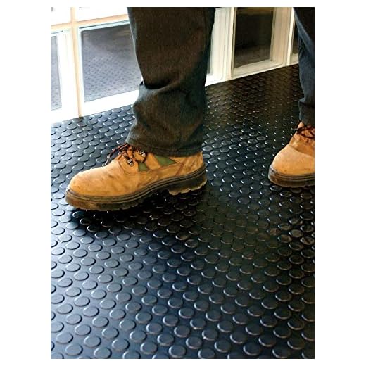 Revestimiento de Caucho Antideslizante | Suelo de Goma PVC Negro 1mm Diseño Botones (140x100 CM)