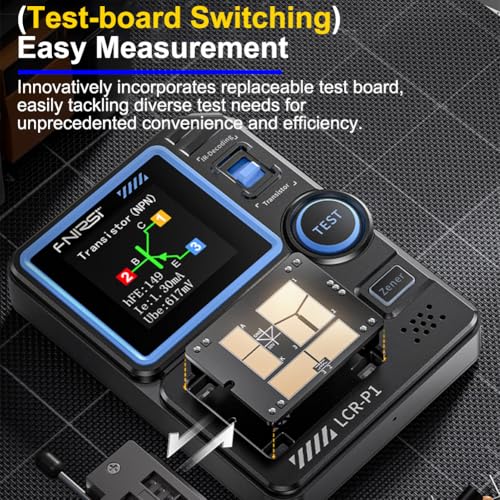 Image of FNIRSI LCR-P1 Transistor Tester,LCR ESR Meter, Diode Triode Capacitance Resistance Meter,Multifunction Transistor Capacitor Tester ESR Tester Automatic Checker Detector NPN PNP MOSFET IR (Blue)