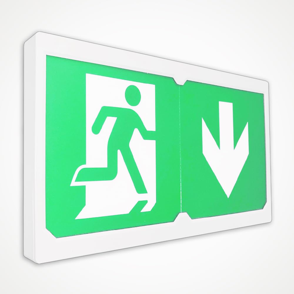 LEDBRITE LED Emergency Exit Sign White Maintained & Non-maintained Exit Box 3W Auto Self Testing LiFePO4 Battery Rotatable Legend Safety Lighting