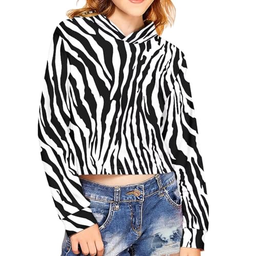 5-14 Years Girls Hoodies Kids Crop Hooded Sweatshirts Loose Lightweight Long Sleeve Hoody for Daily Activity