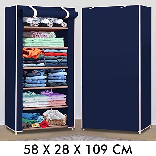 دولاب ملابس للأطفال من 6 طبقات متعددة الأغراض ايرون منظم قماشي قابل للطي للملابس نبيتي A_6 كحلي