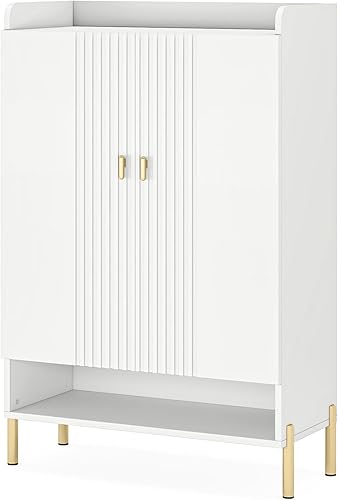 Miniatura 9 de Tribesigns Gabinete de zapatos blanco Entrada Gabinete organizador de zapatos de 6 niveles con estantes ajustables, estante de almacenamiento de