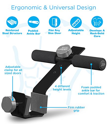 image for Aduro Sport Doorway Sit-Up Exercise Bar, Adjustable Reinforced Steel w