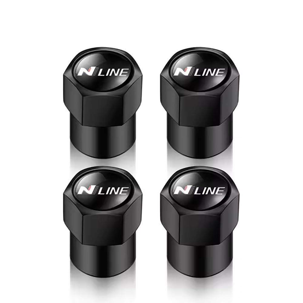 Loujyou A 4 Pcs Car Wheel Tire Valve Caps Luminium Lloycover Waterproof Dust-Proof For Hyundai N Line I20 I30 Sonat Tucson Nline Ccessories,