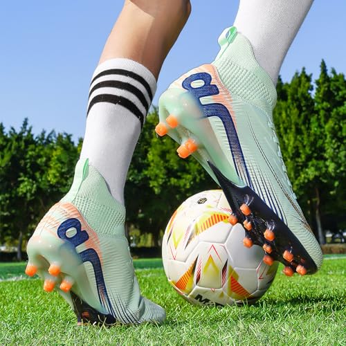 Image of Soccer Cleats for Mens Womens High Tops Lace Up Unisex Football Shoes Indoor Turf Soccer Shoes AG FG TF for Beginners to Advanced Players
