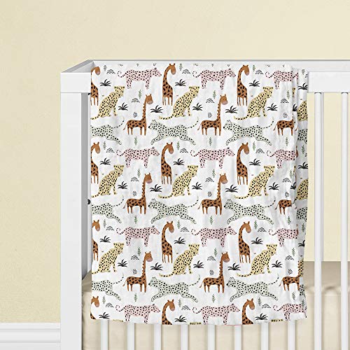 Aenne Baby Muslin Swaddle Blanket For Boys & Girls, Infant Toddler Quilt, Luxurious Wrap, Soft And Silky Stroller & Nursing Cover, Safari Animals Giraffe Cheetah Lion Blankie, Large 47"X 47", 1 Pack #TOP3