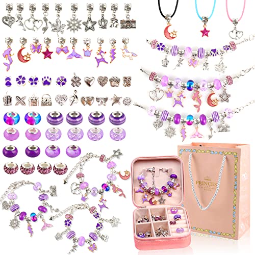 WDJLNZB Bracelet Bijoux Enfants Fille, Kit Bijoux de Bracelets à Breloques, Cadeau Fille 5-12 Ans Enfant Jouet, Fabrication de Bracelet Fille, Idée Cadeau Anniversaire Fille Breloques Creation Bijoux Cover