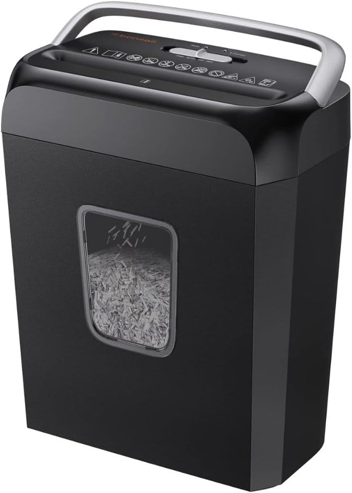 Product image of Bonsaii 6-Sheet Crosscut Paper Shredder for Home Use, Small Paper Shredder for Home Office, Portable Document Shredder with 3.4 Gal Wastebasket (C237-B)