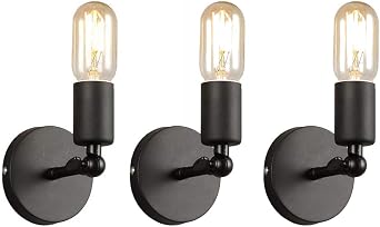 Black Iron Industrial Retro Rustic Wall Sconce Light Single Light Fixture, Loft Antique Wall Lamp,Decorative Fixtures Light,for Bathroom Kitchen Restaurant ,3 Pack