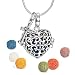 Heart Aromatherapy Essential Oil Diffuser Perfume Necklace Locket Pendant and 6 Colours Lava Stone Beads with Adjustable Snake Chain-with Cross Pendant