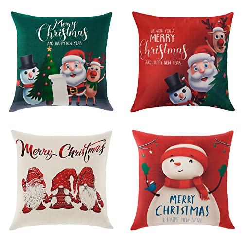 Yuson Girl Housse Coussin Noël Coussin Taie d'oreiller de Noël Ensemble de 4 Oreiller Noel Canapé Wapiti Château Bonhomme de Neige Modèle Décoration pour Déco Noel Intérieur Maison Les Canapés,H Cover