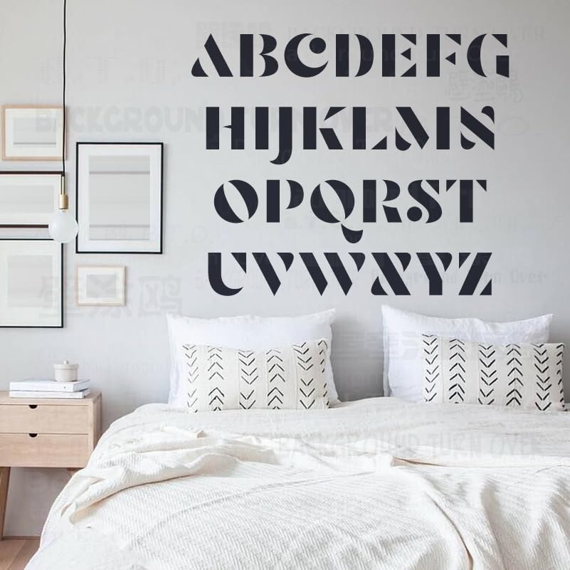 Pochoirs de lettres de l'alphabet de 85 cm pour decorer un grand mur de salon