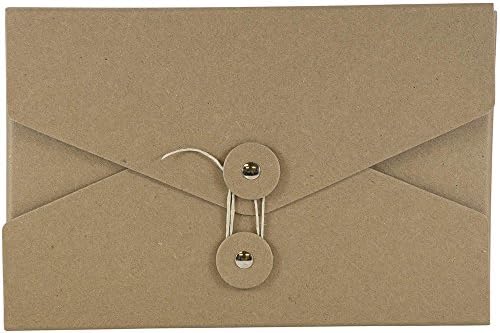 JAM PAPER Kraft Portfolio with Button and String Tie Closure - Video Size - 5 1/2 x 8 1/2 x 1 - Natural Recycled - Sold Individually