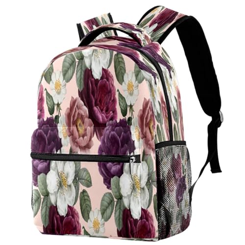 Sac à dos d'école fleuri pour ado et fille, grand sac de voyage décontracté