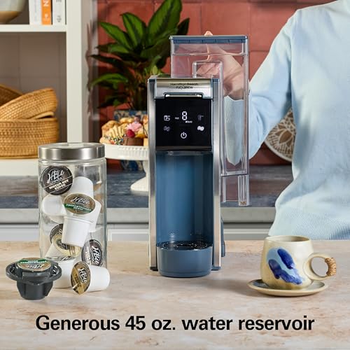 Image of Hamilton Beach FlexBrew Advanced 4-in-1 Single Serve Coffee Maker | Hot & Iced Coffee Maker | Removable 45 oz. Reservoir | Uses Pod Packs & Grounds | Fast Brewing | Kitchen Makeover Blue
