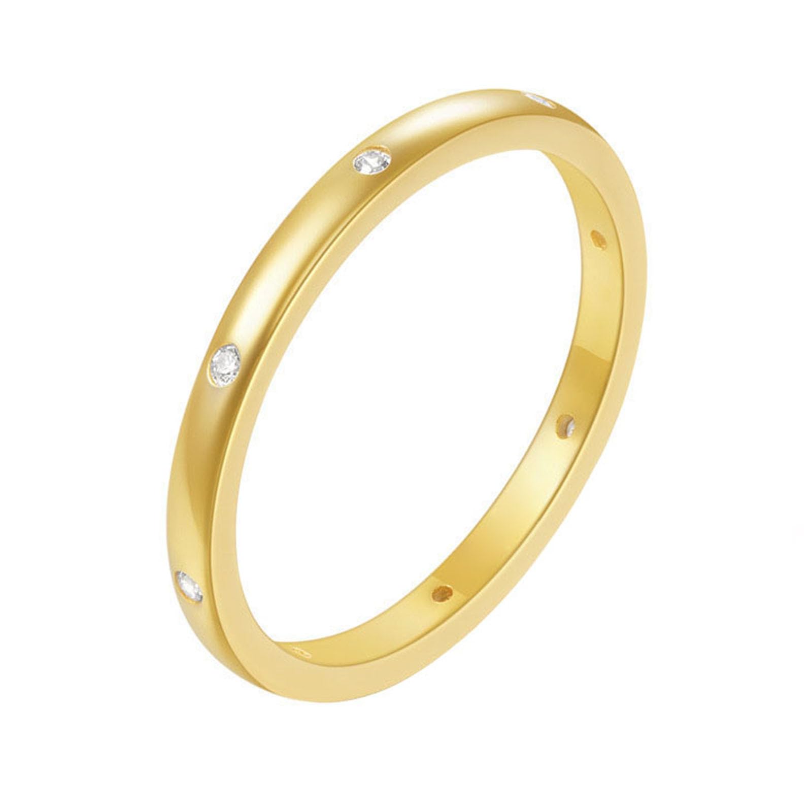 Anillo de compromiso de oro amarillo de 9 K/14 K con moissanite blanco y redondo con moissanite blanco