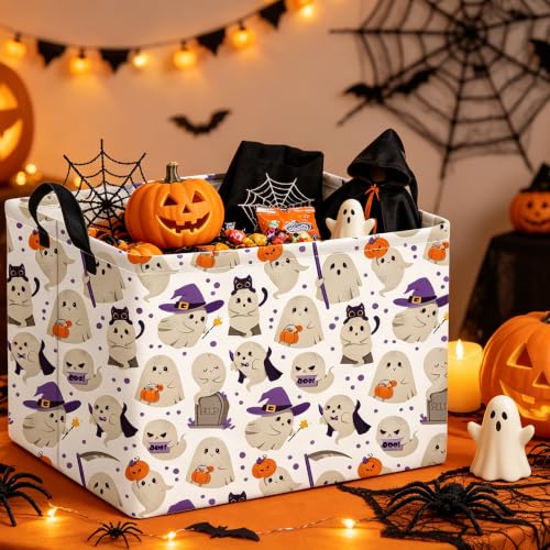Image of Rectangle Storage Basket,Gift Baskets,Room Decor(Grey Ghost Halloween)