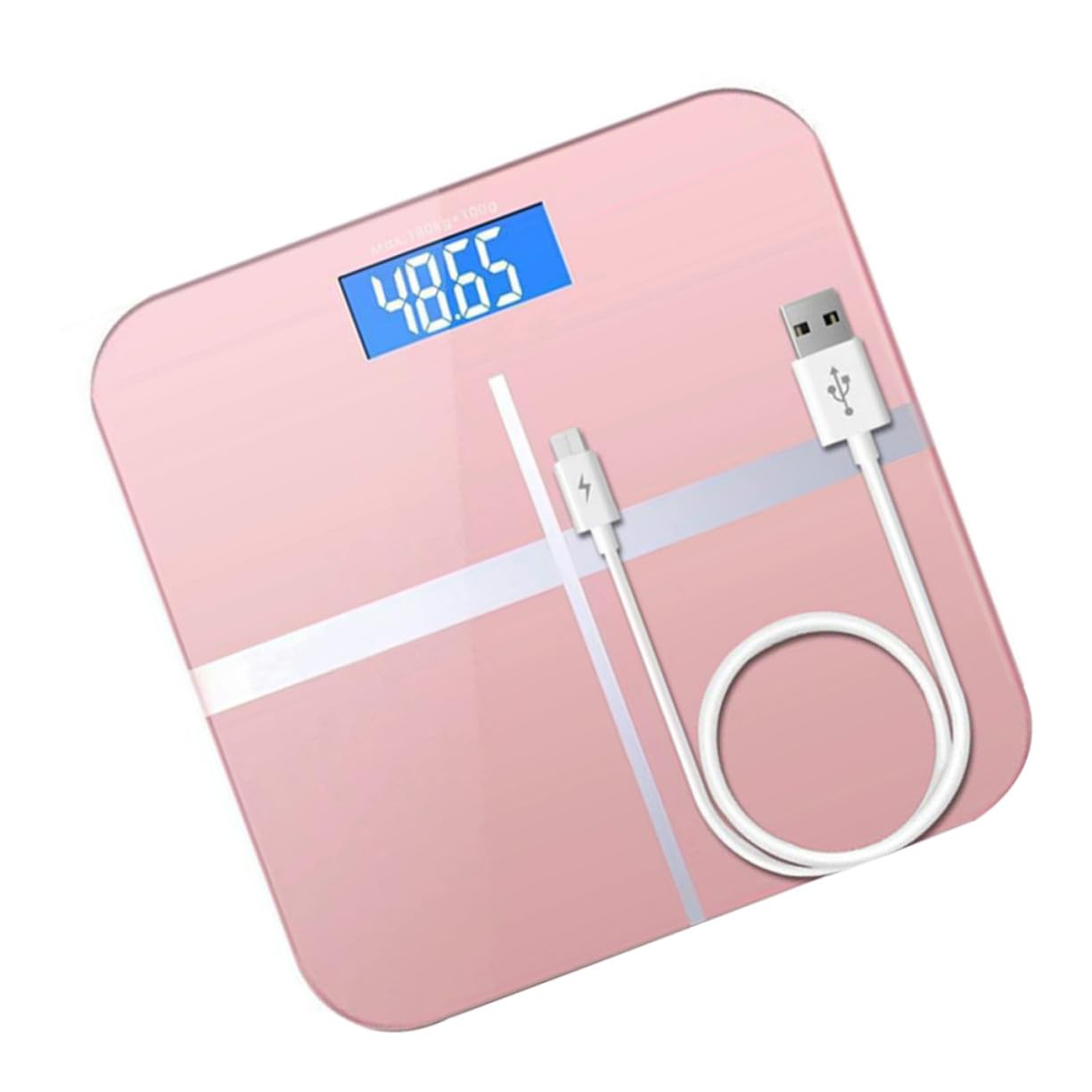 Bilancia Elettronica Digitale e Design Unico Vetro Temperato Ricaricabile USB Accensione Automatica e Controllo Peso Corpo per Uso Domestico