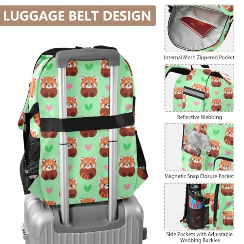 Mochila para laptop ergonómica y ligera con estampado de panda rojo 4