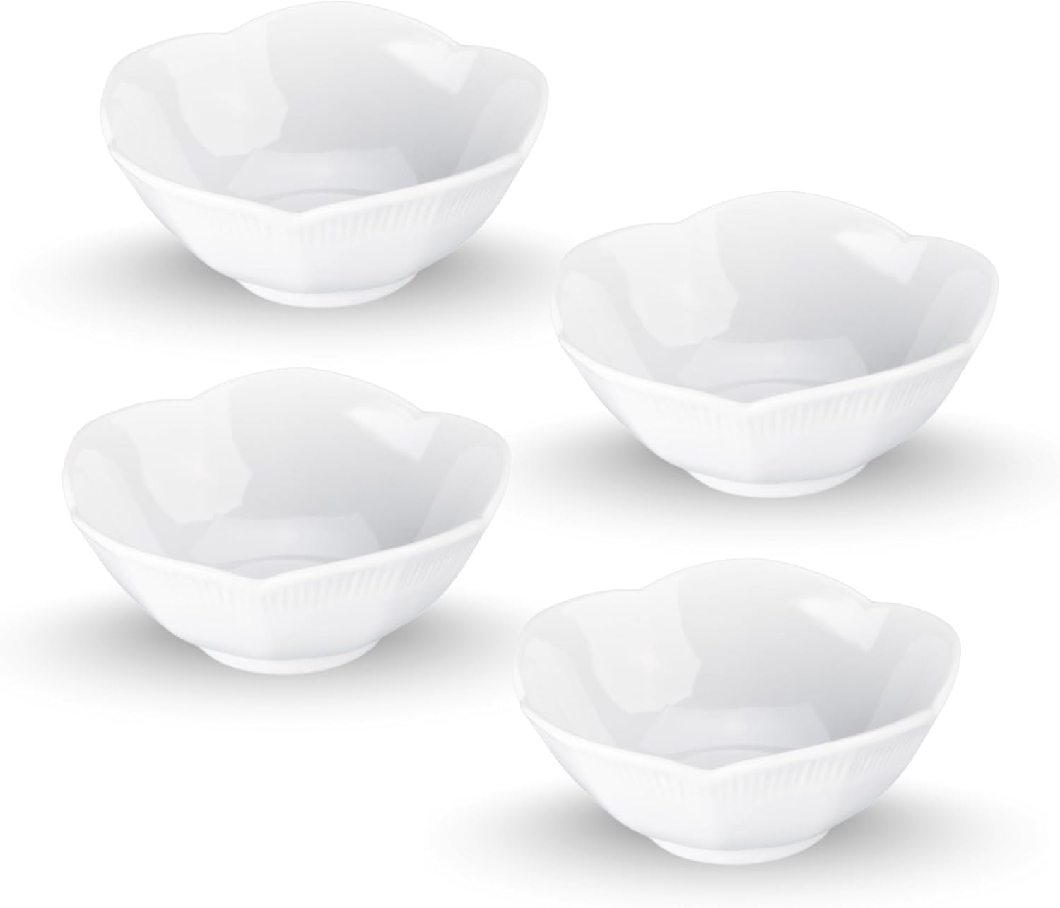 BIA Cordon Bleu Lotus Bowl Set, Small 6 Oz. Porcelain Condiment & Dipping Bowls, 5" Stackable Snack Bowls for Sauces, Appetizers & Sides - Asian White Tableware - Microwave & Dishwasher Safe