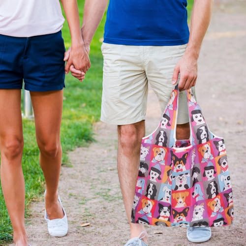 1 Stück Cartoon-Hund-Einkaufstasche Und 1 Stück Cartoon-Hund-Lunchbox-Tasche, Einkaufstasche Mit Großer Kapazität, Tragbare Faltbare Aufbewahrungstasche