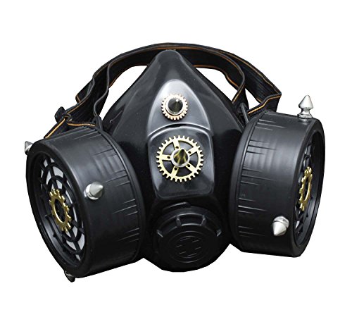 Steampunk Gears Spike Vintage Cosplay Masuqes Gas Mask Respirator Black - Thumbnail 2