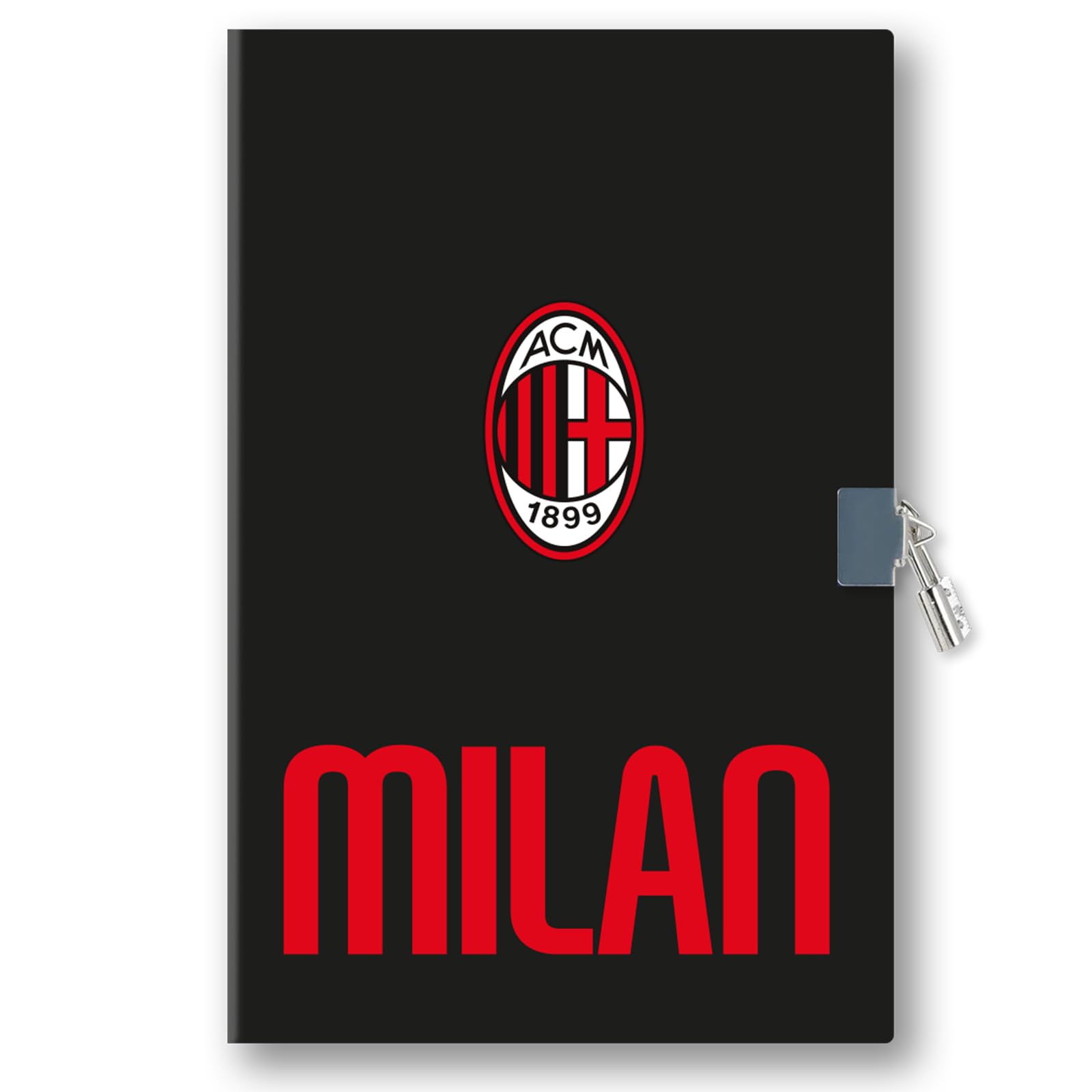 Seven AC MILAN Secret Fan Diary with Lock and Gift Box Included - Child, Boy, Football - Official Merchandise - Gift Idea