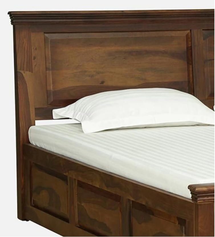 Image of Solid Sheesham Wood Bed Wooden Dreamy Nights Bed for Bedroom and Home Furniture | (Storage Bed -1)
