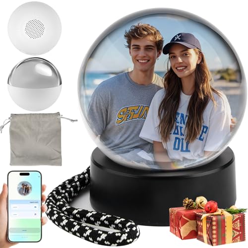 Erinnerungskugel Video 3D Videokugel mit Led Anzeige Digitale Weihnachtskugeln Memory Orb mit WiFi Geburtstage Valentinstag Familienfeiern füR Frauen MäNner Freunde