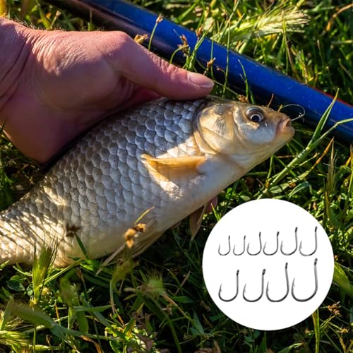 Foto von Jinlailiangelhake, 300 STK Kohlenstoffstahl Angelhaken in 10 Größen, Angelzubehör mit Kunststoffbox, 3# - 12#