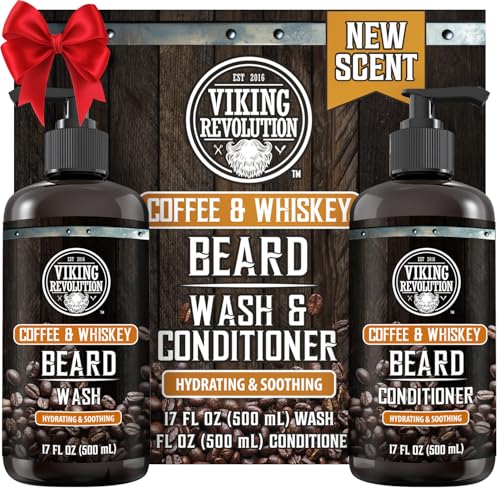 Viking Revolution Coffee Whiskey Beard Wash and Beard Conditioner Set
