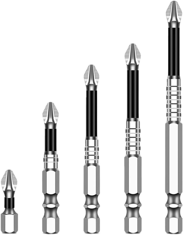 Pack of 6 Nonslip Crosses Head Screwdriver Bits Alloy Steel Impacts Driver Set for Home & Professional