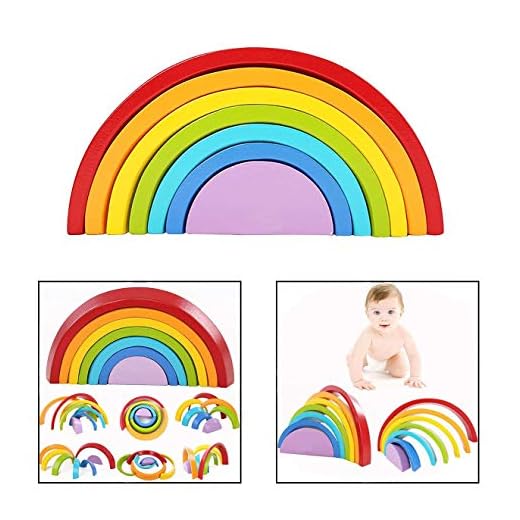 DMZK Rompecabezas Arco Iris de Madera, Juguetes educativos Puzzle Arcoiris 7 Color para Niños