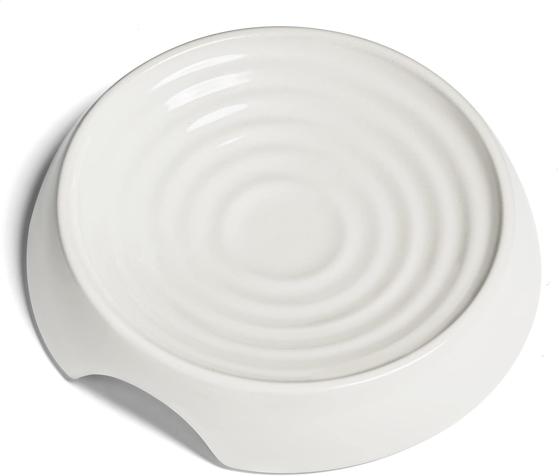 Cat Bowls, Whisker Friendly Food Bowl for Indoor Cats, Reliefs Whisker Fatigue, Wide Kitten Dish, Non Slip Pet Dishes, Shallow Pet Plates (Ceramic, White, (Pack of 1))