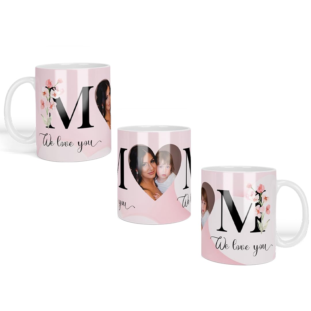 Star Online Personalised Mothers Day Photo Mug Gifts for Mum from Daughter & Son 11oz Ceramic Coffee Cup for Mummy Nan Grandma Nana Gran Novelty Mug Birthday Presents (We Love Mum)