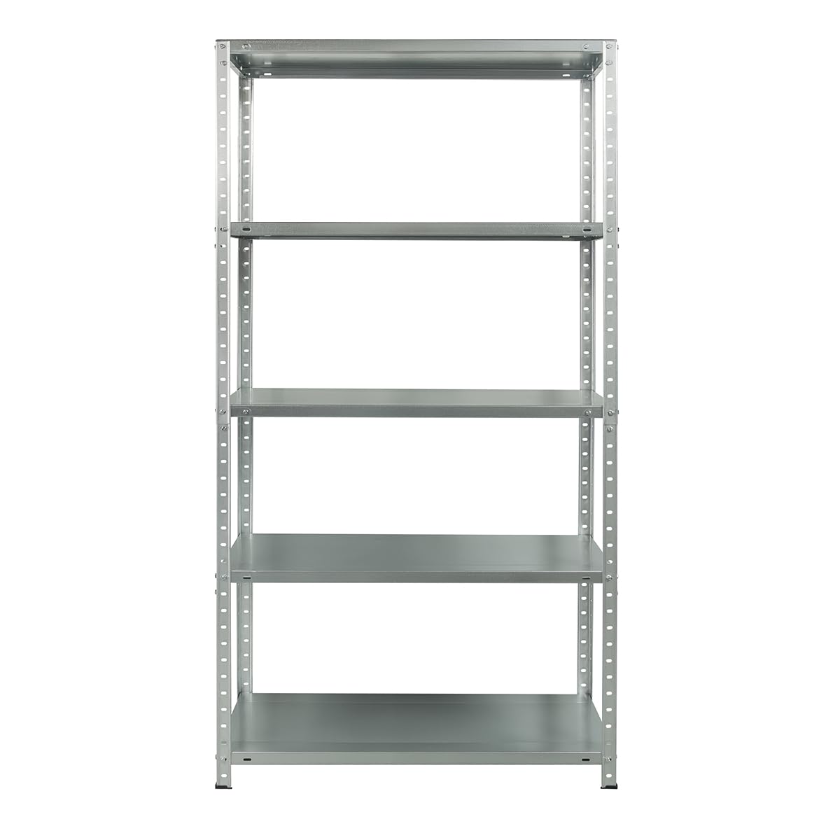 Metalkas BR-ECO - Scaffale con 5 ripiani, 177 x 90 x 40 cm, ripiani regolabili in altezza, fino a 350 kg, per carichi pesanti, cantina, officina, zincato, in metallo, argento