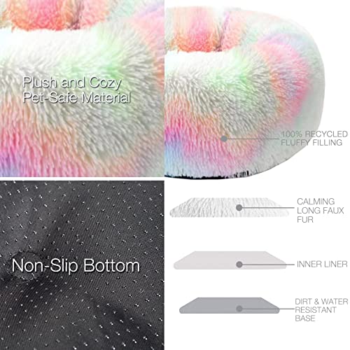 Cat Beds For Indoor Cats,Calming Dog Bed For Small Dogs Cats,Self Warming Fluffy Donut Marshmallow Cat Bed Machine Washable,Cozy Plush Cuddler Round Dogs Bed,Pet Bed For Cat Kitten Puppy 20" #TOP2