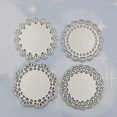 ZbFwmx Metal Die Cuts Set 4 Different Patterns Lace Flower Border Cutting Dies for Scrapbooking Photo Album DIY Craft Die for Card Making (Round Lace Flower Border)