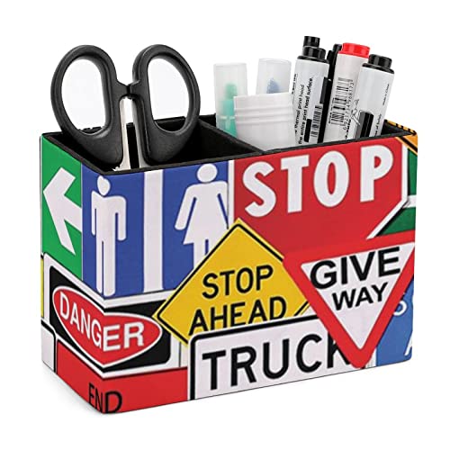 GZYWLKJ Porte-crayon multifonction avec panneau de circulation routière - Organiseur de bureau pour bureau et maison - Taille unique