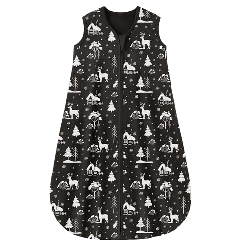 Image of Yoofoss Baby Sleep Sack 0-6 Months 0.5 TOG Baby Wearable Blanket, 100% Organic Cotton Infant Toddler Sleeping Sack 2-Way Zipper Lightweight Sleep Sack, Black Forest