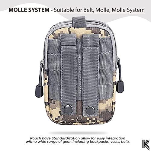Image of Kraptick Multi-Purpose Water Resistant Waist Bag with Dual Compartment, Waist Bag Mobile Phone Holder, Waist Pack for Men, Women Camping Hiking Pouch (ACU Camouflage)