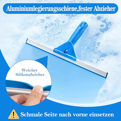 vonsera Fensterreiniger Set 30 cm Fensterwischer und Fensterabzieher 2 in 1 Set, Mikrofaser Fenster Abzieher Wischer, Fensterabzieher Profi für Bad, Dusche, Glas, Spiegel, Auto