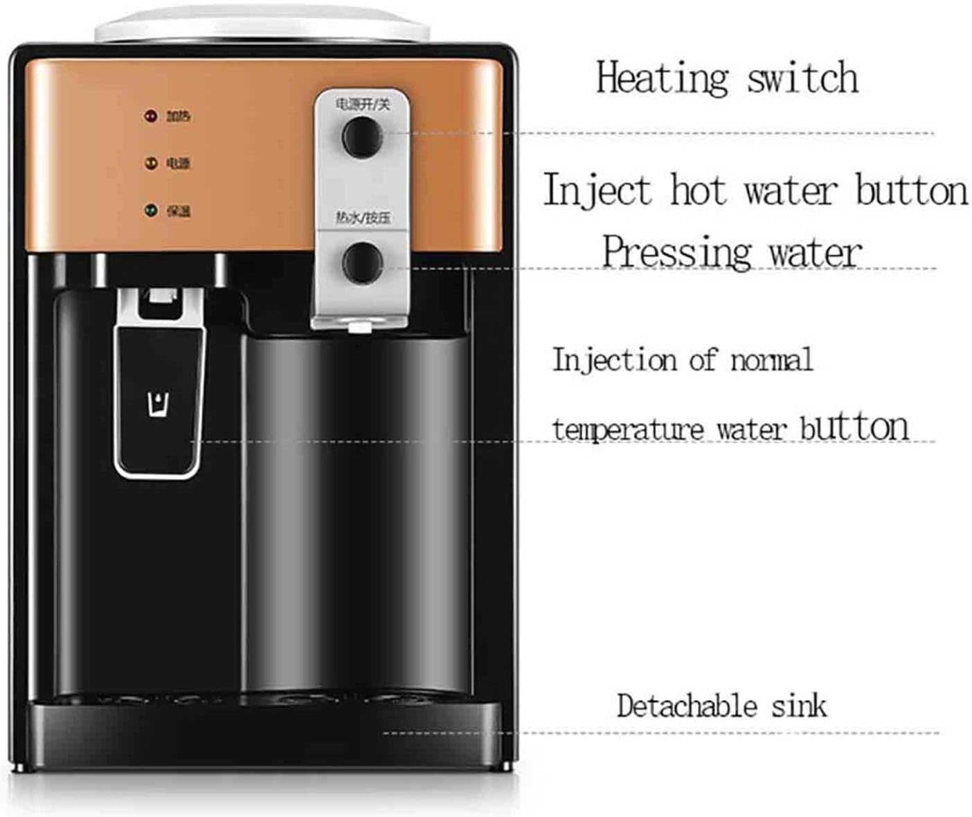 Water Dispenser Mini Hot and Cold Water Dispenser for Home Office Dormitory - Small Drinking Fountain in Rose Gold